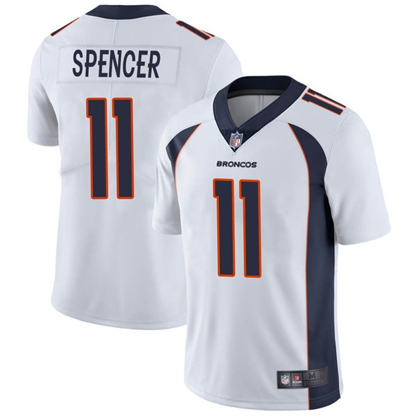 Men's Denver Broncos #11 Diontae Spencer White Vapor Untouchable Limited Stitched NFL Jersey